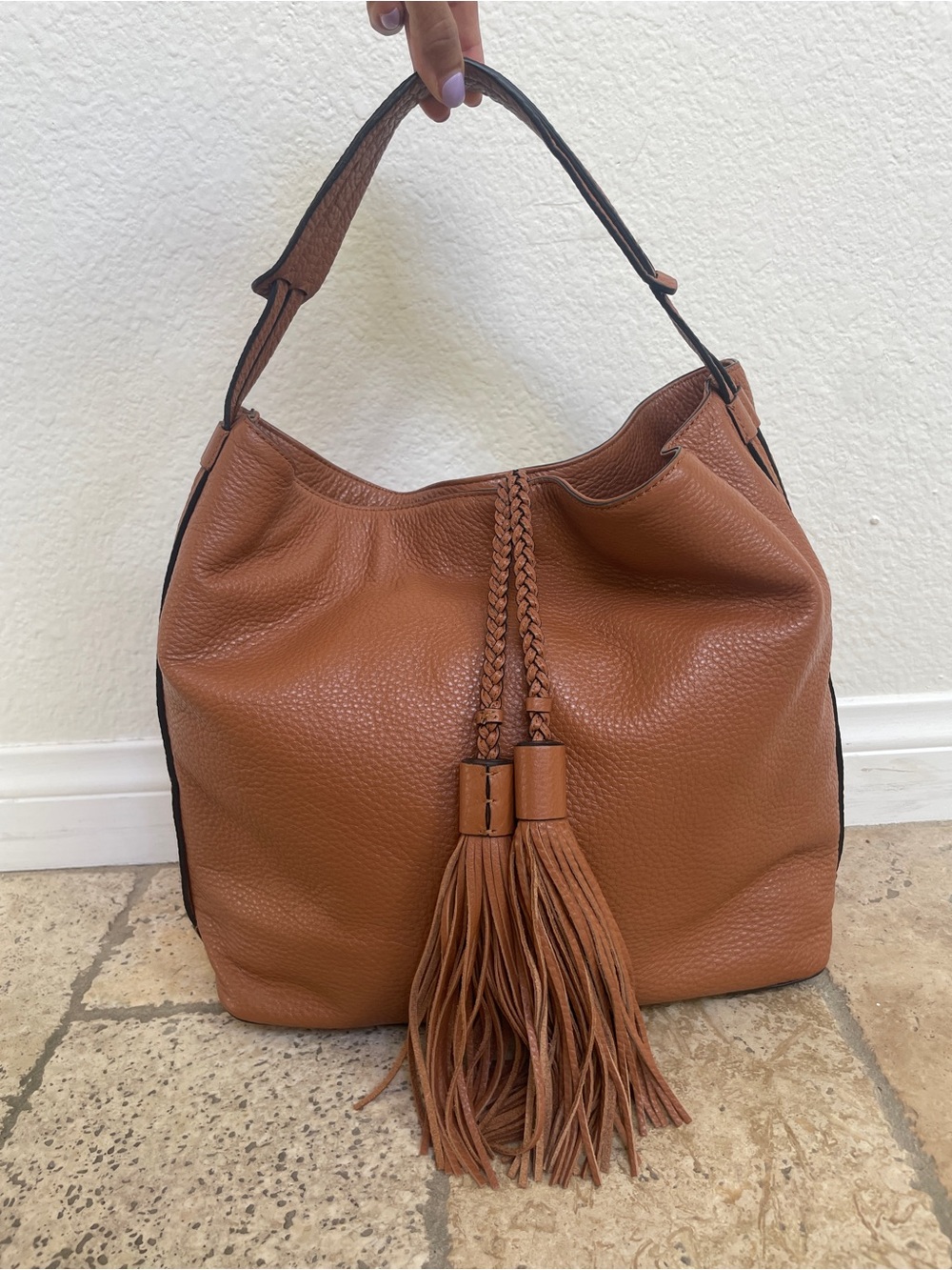 Rebecca Minkoff Isobel Leather Braided Tassel Hobo